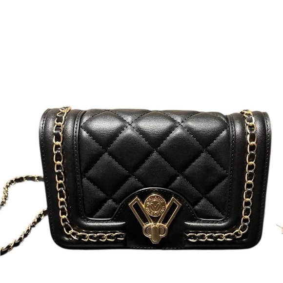Valentino Orlandi Black Vegan Leather Crossbody with Gold Hardware - Picture 12 of 12